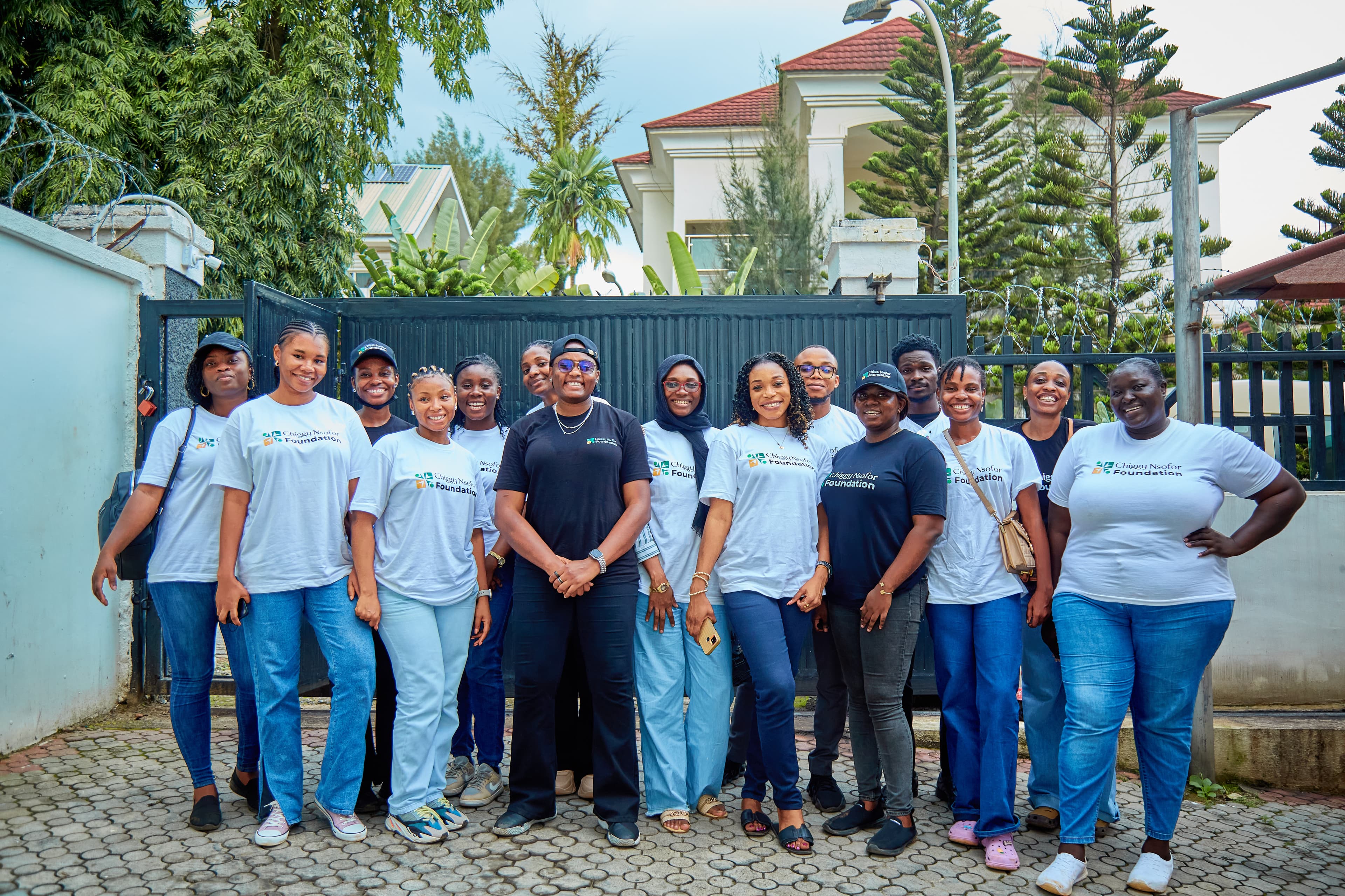 CNF volunteers and staff posing together in foundation t-shirts