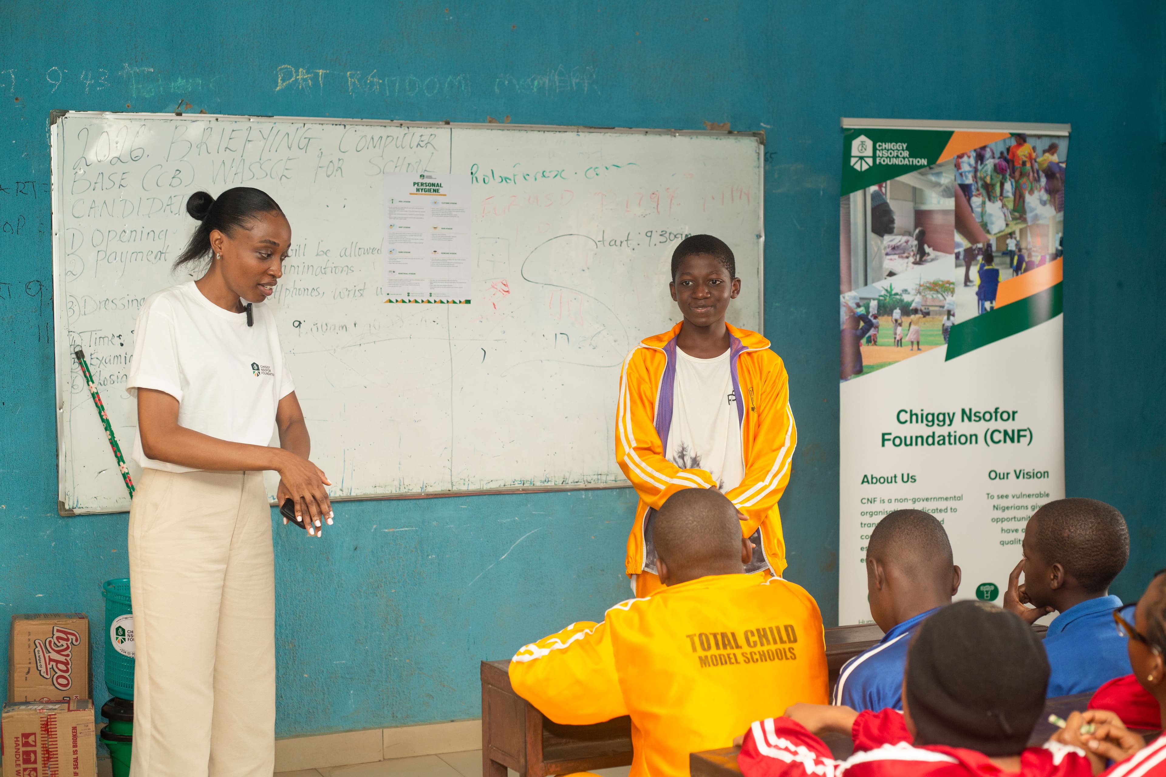 CNF hygiene education outreach session with students at Total Child Model School, Dutse, Bwari
