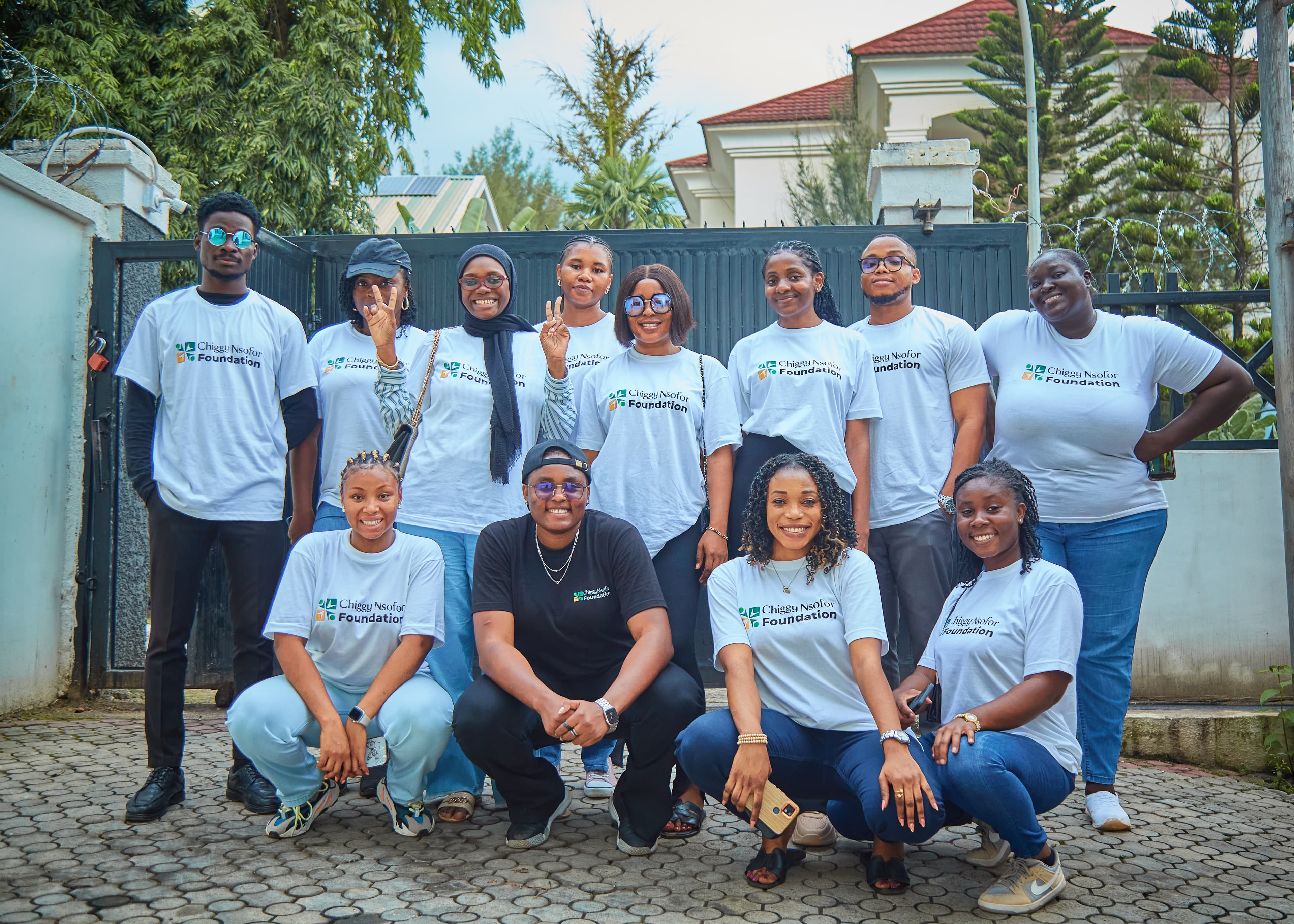 Chiggy Nsofor Foundation volunteers in branded shirts at the training hub